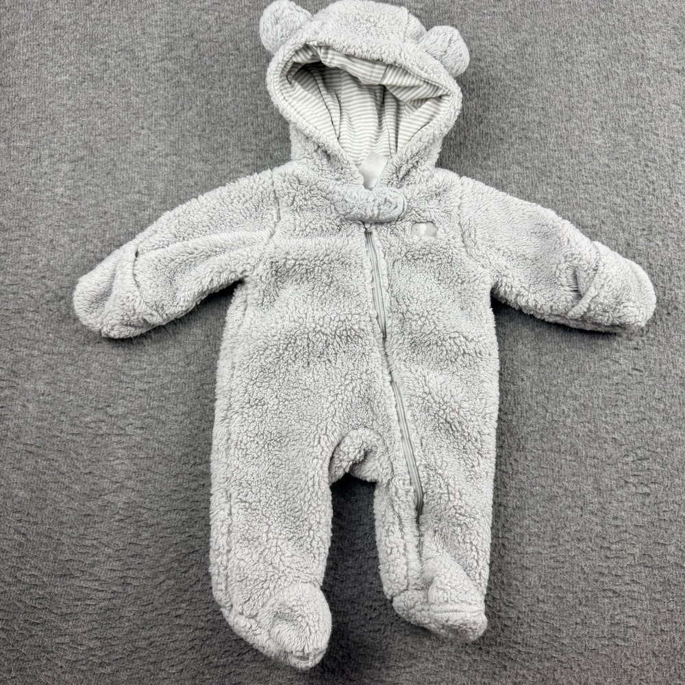 Just One You by‎ Carters Newborn Gray Sherpa Bear Bunting Pram Suit